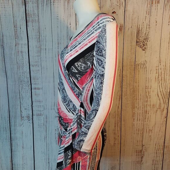 New York & Co Womens Paisley Stripe Ruffled Dress sz XS - Picture 3 of 15